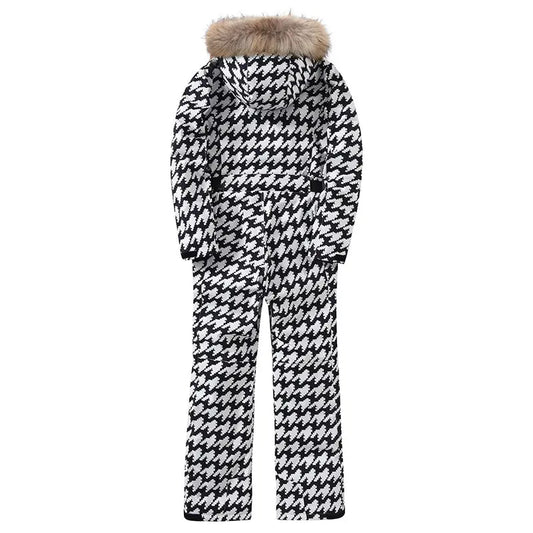 Unique Printed One-piece Ski Rompers Fur Hooded Snowsuitsļ¼å¤å¶ļ¼Ā