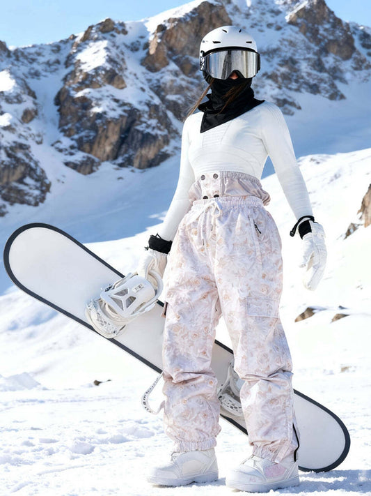 Women Printed Snow Pants Breathable Baggy Ski Pants