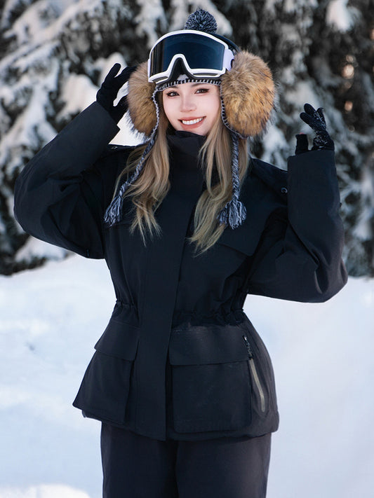 Women Slim Fit Ski Jacket & Flare Snow Pants Set