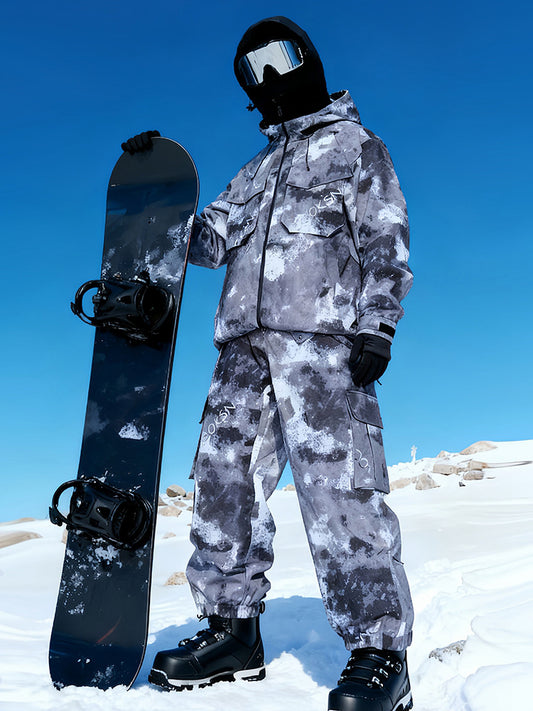 Men Printed Ski Suits Set Unique Insulated Ski Outwear