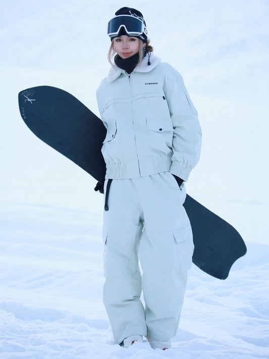 Women Lapel Collar 3L Snow Jacket & Baggy Snow Trousers