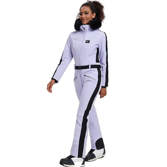 Chic One-piece Ski Suits Women Slim Fit SnowsuitsĀ