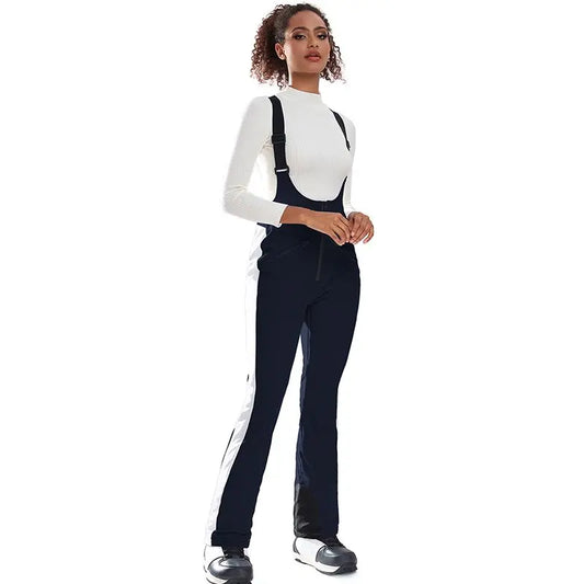 Elegant Winter Snow Bibs Pants Women High Waist Ski OverallsĀ