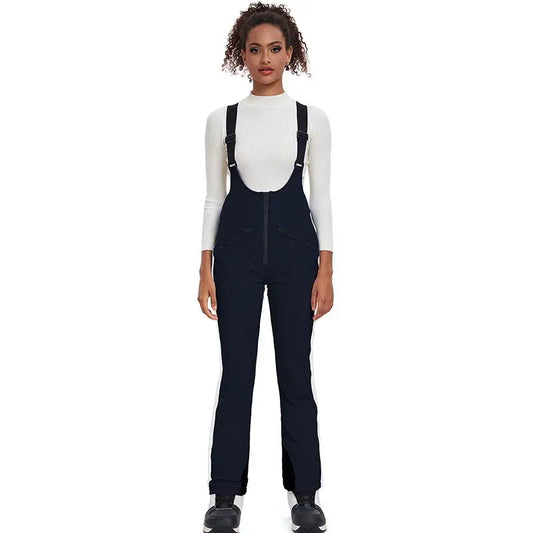 Elegant Winter Snow Bibs Pants Women High Waist Ski OverallsĀ