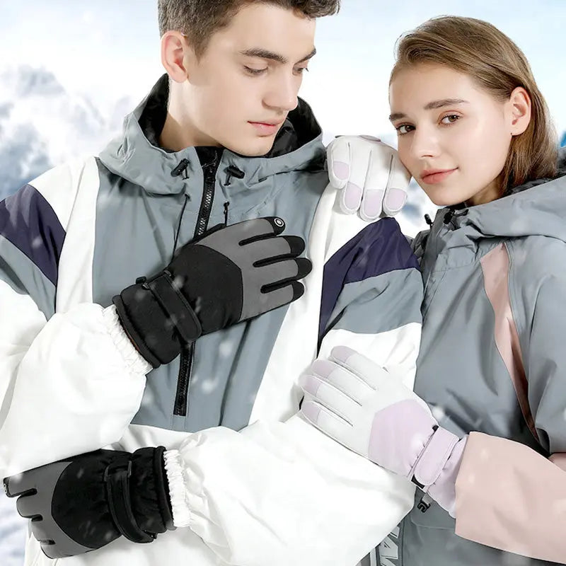 HOTIAN 1pair Women Colorblock Snowboard Ski Gloves HOTIAN