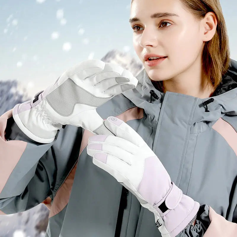 HOTIAN 1pair Women Colorblock Snowboard Ski Gloves HOTIAN