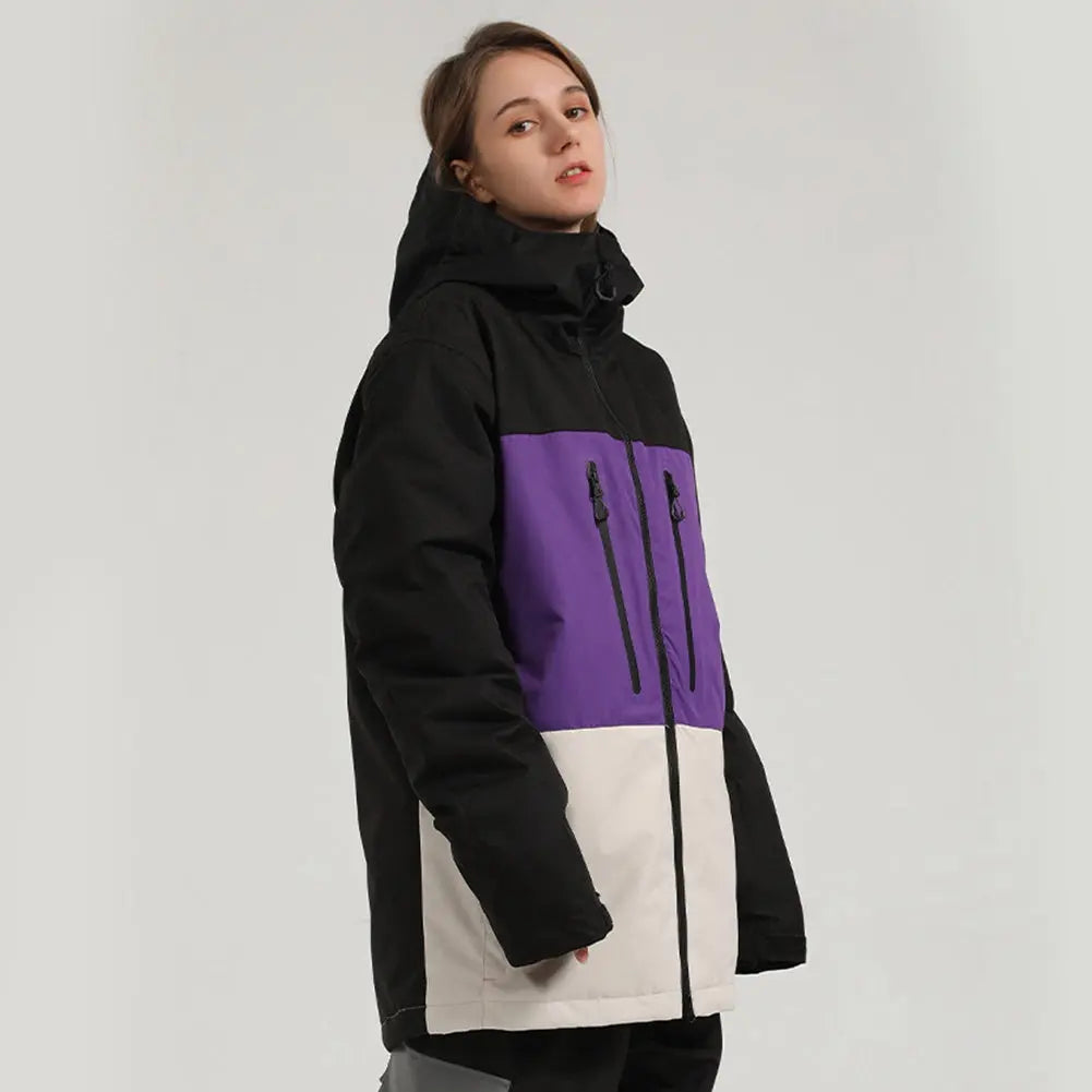 Hotian Colorblock Women Snow Ski Insulated Cargo Jacket HOTIAN