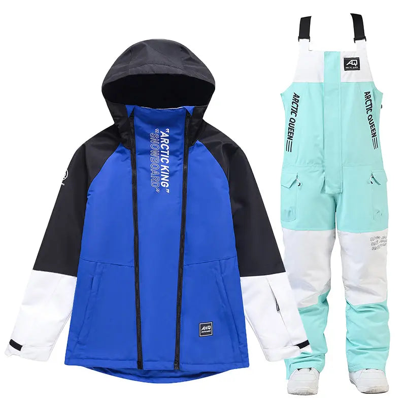 Hotian Men Snowboard Suits Cargo Jacket & Bibs Pants 