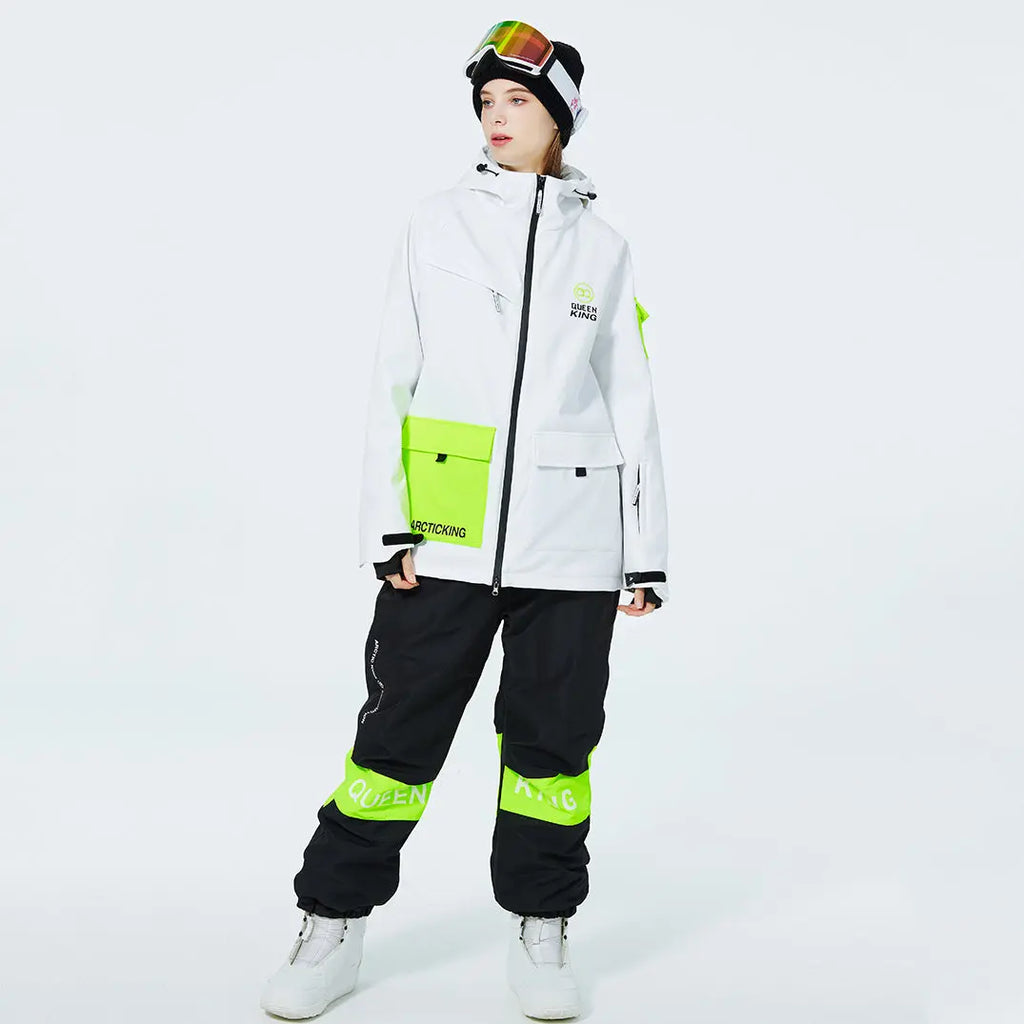 Hotian Women Ski Set Insulated Cargo Jacket & Jogger Pants HOTIAN