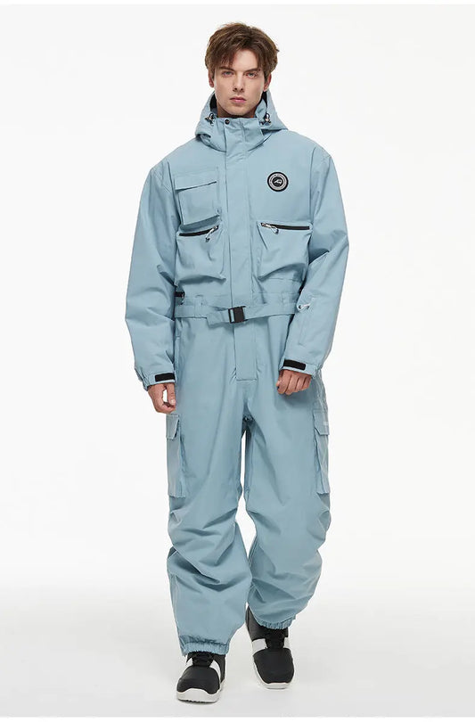 Loose Fit One-piece Snowsuits Adjustable Belt Ski JumpsuitsĀ