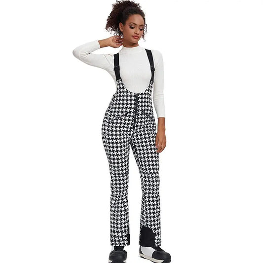 Unique Houndstooth One-piece Ski Jumpsuits SnowsuitsĀ