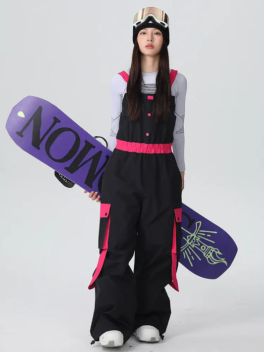 Women's Searipe ChillFlex Strap Accent Baggy Snow Bib Overalls PantsĀ