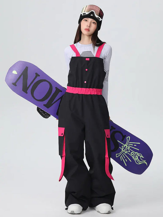 Women's Searipe ChillFlex Strap Accent Baggy Snow Bib Overalls PantsĀ