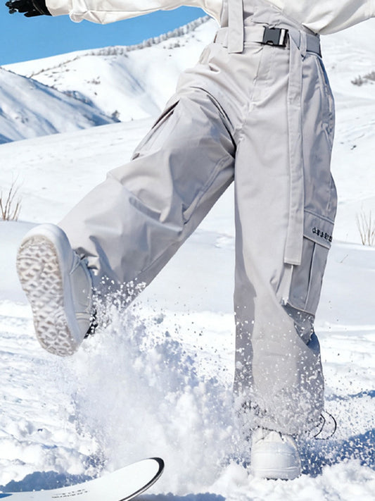 Women Single Shoulder Strap Ski Pants Unique Baggy Snow Bibs