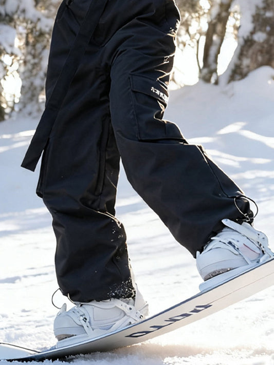 Women Single Shoulder Strap Ski Pants Unique Baggy Snow Bibs