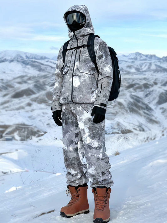 Men Printed Ski Suits Set Unique Insulated Ski Outwear