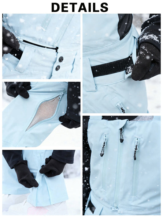 Women Detachable Insulated Snow Bib Pants Ski Overalls