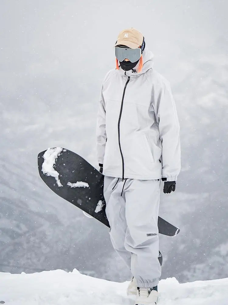 white ski gear Adult Adventure Snowsuits 3L Ski Jacket & Pants Set Outfits, Grey / S