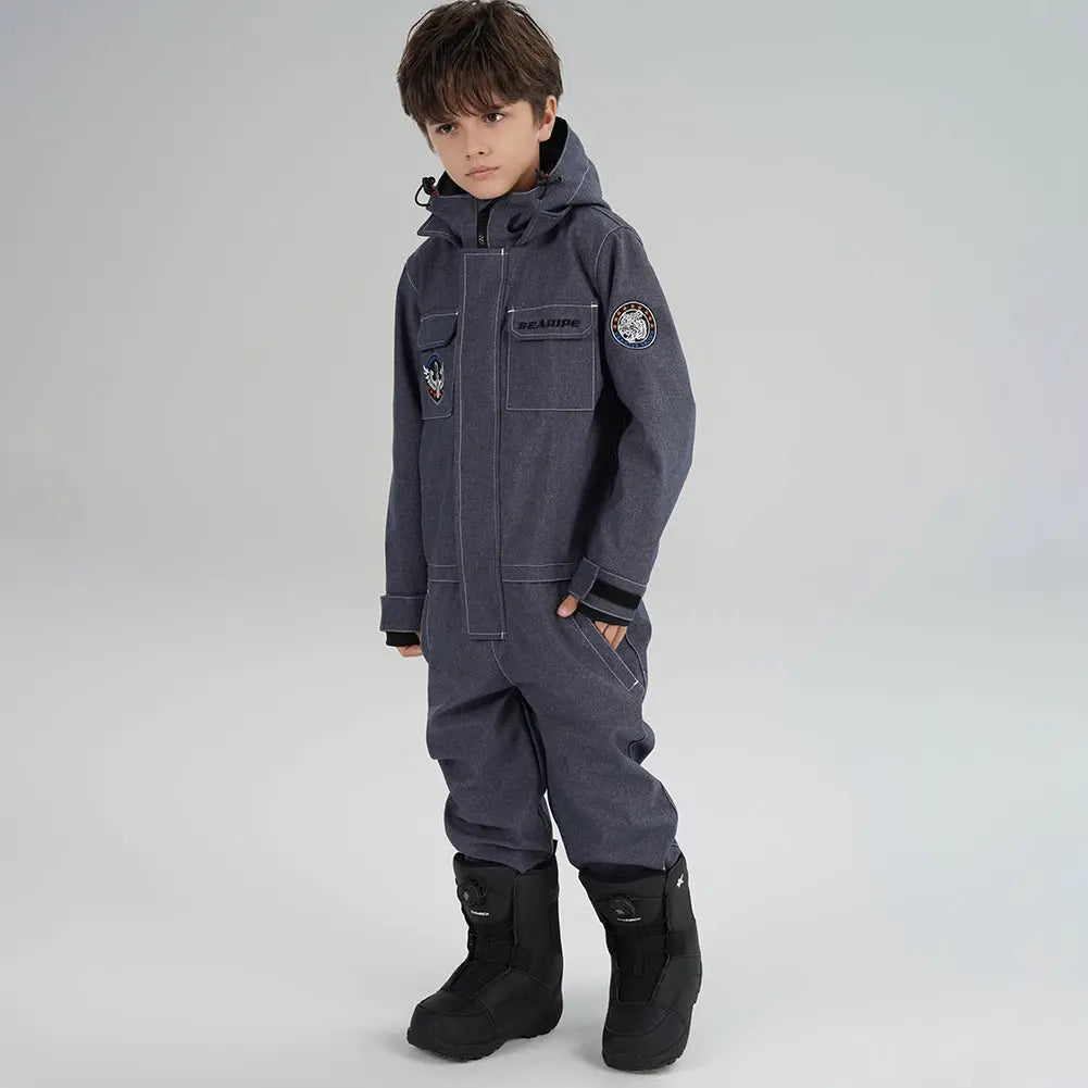 Boys Demin One Piece Snowsuits