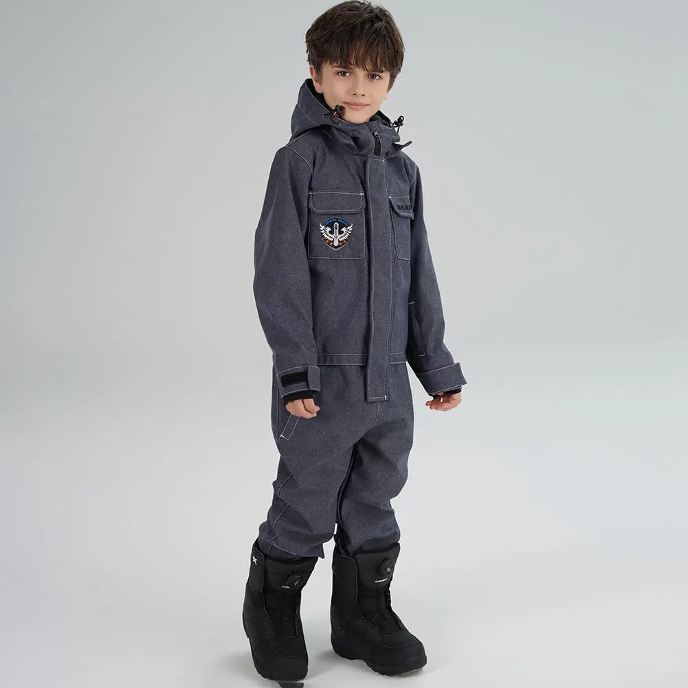 Boys Demin One Piece Snowsuits