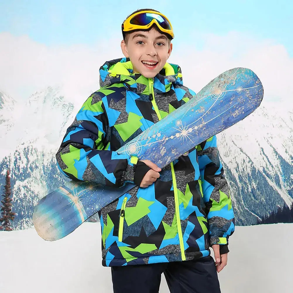Boys Waterproof Windproof Snowboard Ski Jacket HOTIANSNOW Green US10