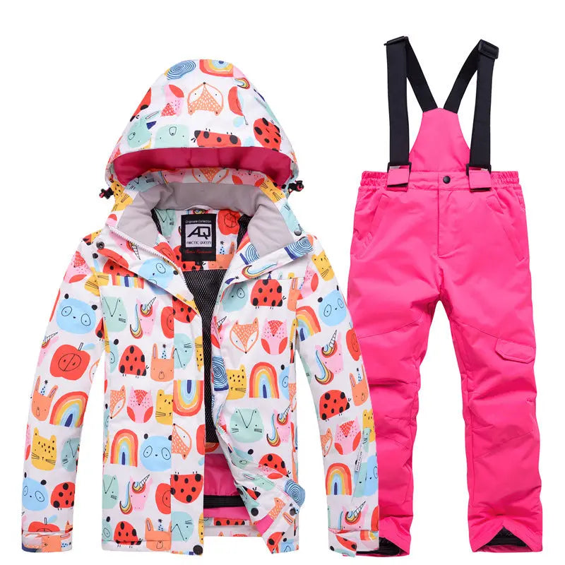 Children Printed Insulated Skiing Jackets & Trousers Suits HOTIANSNOW