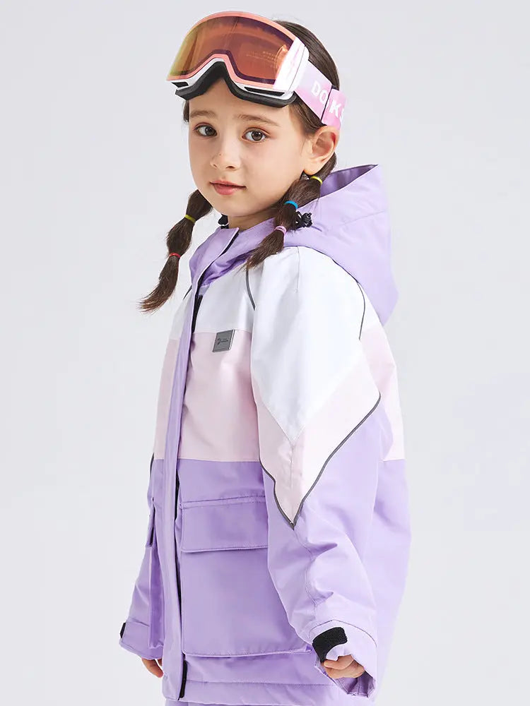 Cute Colorblock Ski Snow Jackets for Kids Windproof Snow Overalls HOTIANSNOW