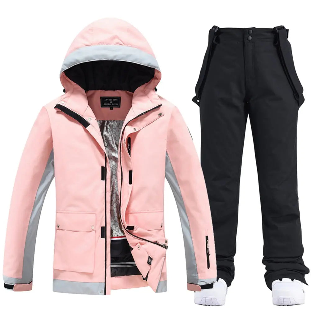 Women's Windproof Pink Ski Suits Downhill