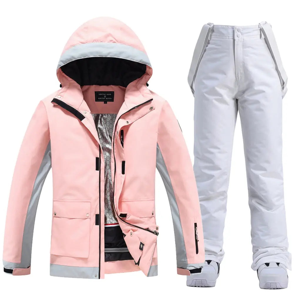 Women's Windproof Pink Ski Suits Downhill