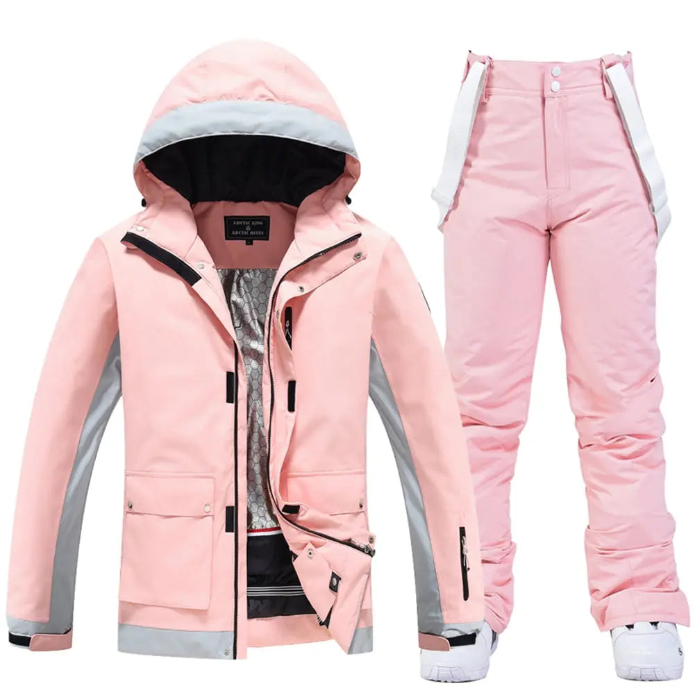 Women's Windproof Pink Ski Suits Downhill