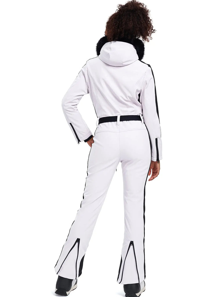 Fur Collar One-piece Ski Snow Jumpsuit Hooded Ski Outwear 