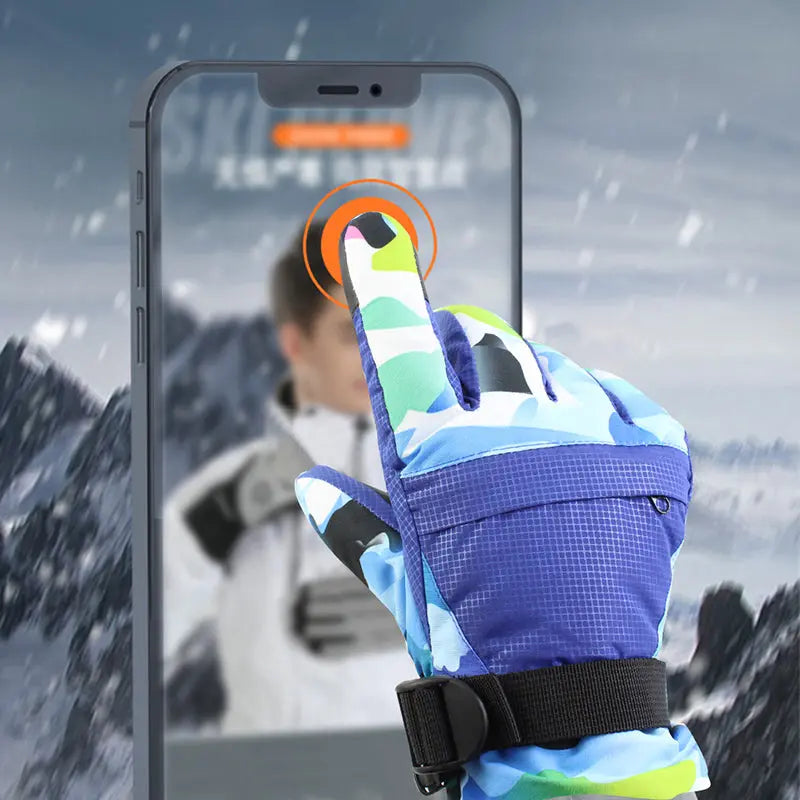 HOTIAN 1pair Men Camo Print Insulated Snowboard Ski Gloves HOTIAN
