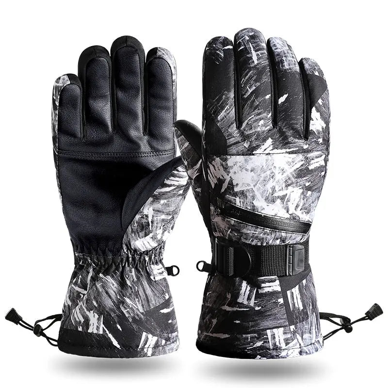 HOTIAN 1pair Unisex  Geometric Pattern Snowboard Ski Gloves HOTIAN