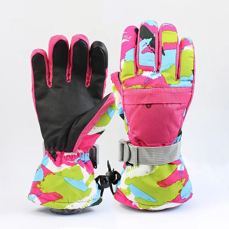 HOTIAN 1pair Unisex Camo Print Insulated Snowboard Ski Gloves HOTIAN
