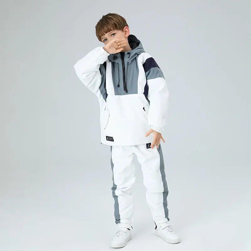 HOTIAN Boys Colorblock Anorak Hoodie Ski Jacket & Pants Suit Set HOTIAN