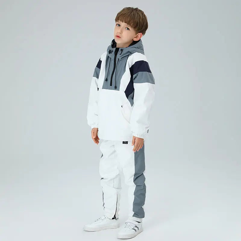 HOTIAN Boys Colorblock Anorak Hoodie Ski Jacket & Pants Suit Set HOTIAN