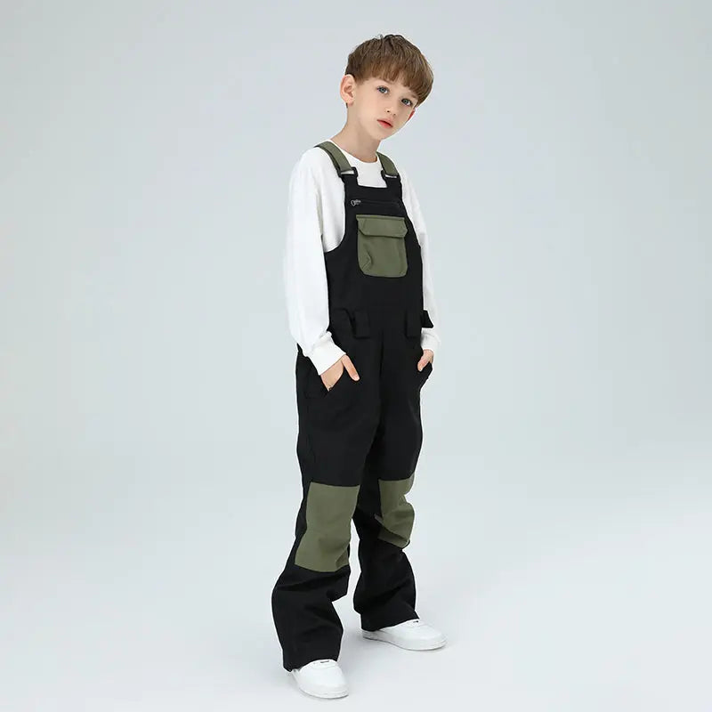 HOTIAN Boys Colorblock Ski Overall Bib Pants HOTIAN