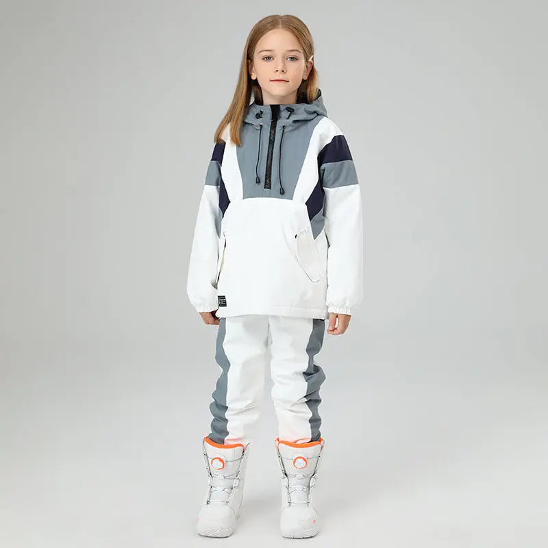 HOTIAN Girls Colorblock Anorak Hoodie Ski Jacket & Pants Suit Set HOTIAN