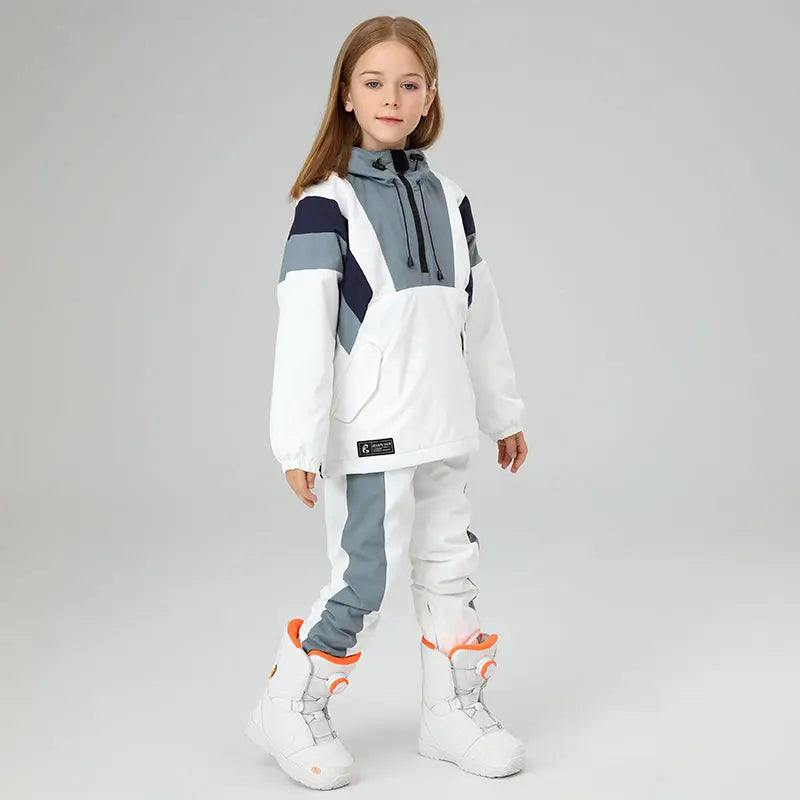HOTIAN Girls Colorblock Anorak Hoodie Ski Jacket & Pants Suit Set HOTIAN