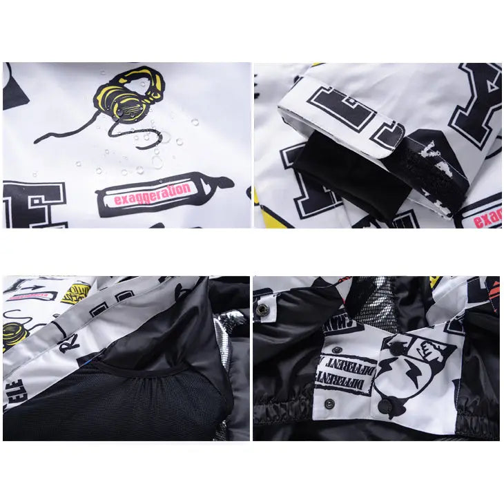 HOTIAN Men Graffiti Graphic Ski Jacket & Pants Set HOTIAN