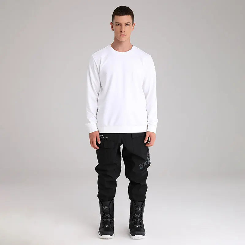 HOTIAN Men Reflective Logo Print Cargo Ski Pants HOTIAN