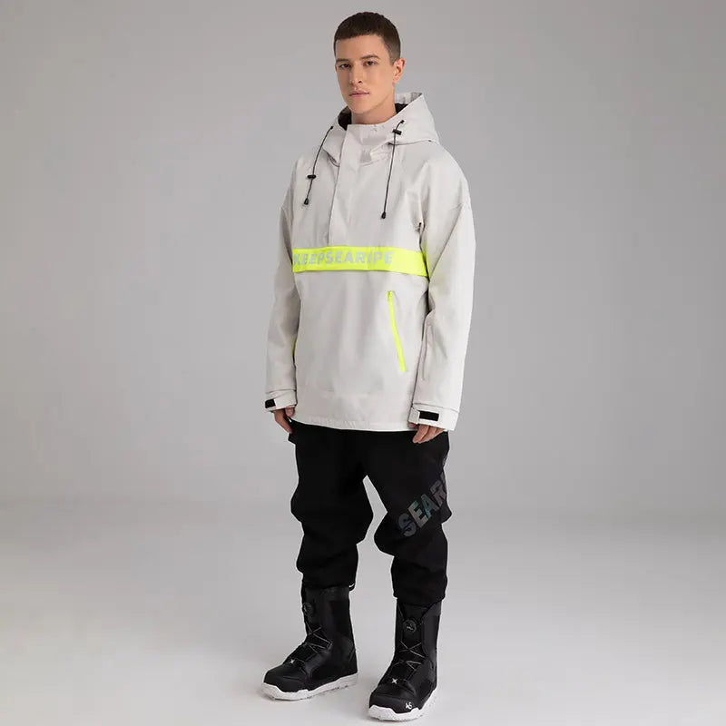 HOTIAN Men Reflective Logo Print Cargo Ski Pants HOTIAN