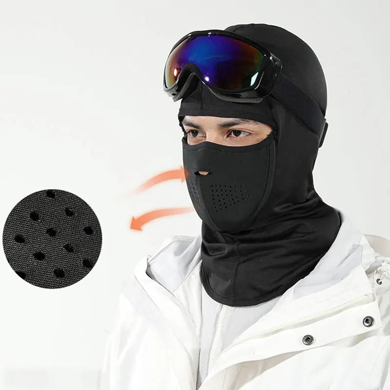 HOTIAN Unisex Black Ski Balaclava With Detachable Mask HOTIAN