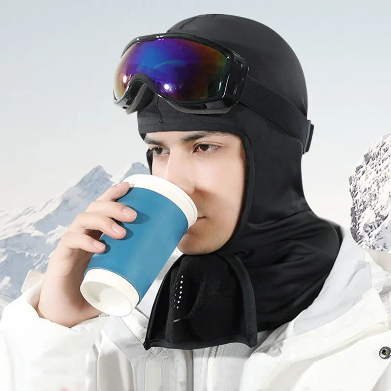 HOTIAN Unisex Black Ski Balaclava With Detachable Mask HOTIAN