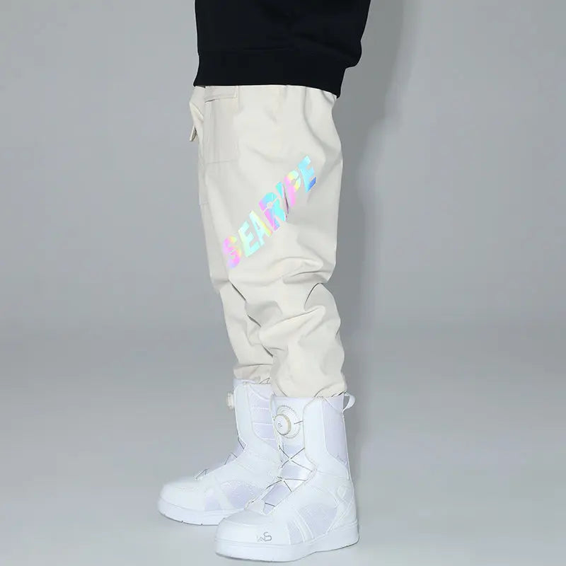 HOTIAN Women Reflective Logo Print Cargo Ski Pants HOTIAN