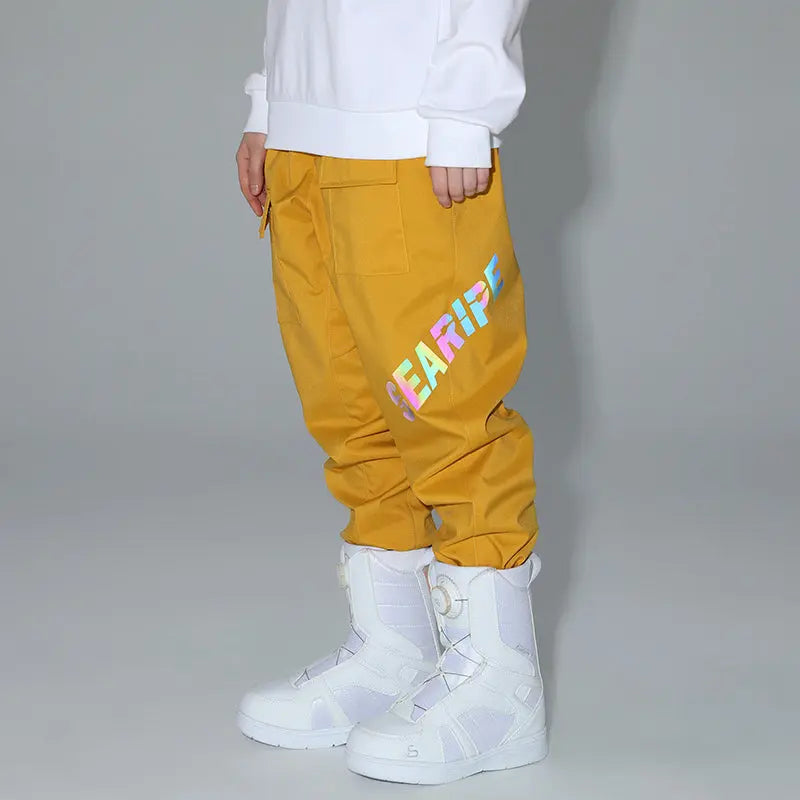 HOTIAN Women Reflective Logo Print Cargo Ski Pants HOTIAN