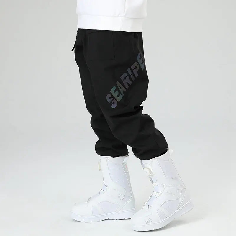 HOTIAN Women Reflective Logo Print Cargo Ski Pants HOTIAN