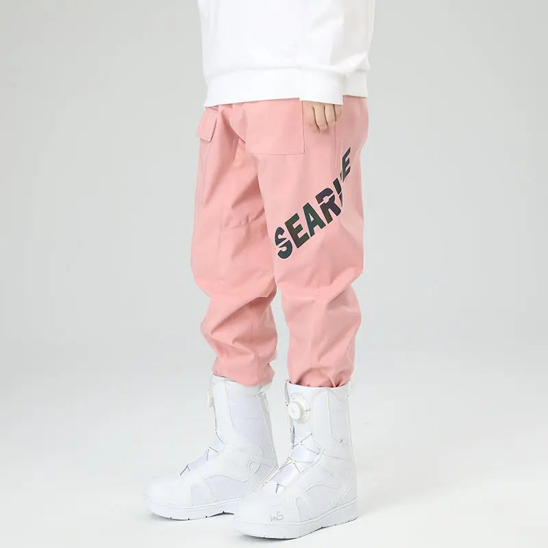 HOTIAN Women Reflective Logo Print Cargo Ski Pants HOTIAN