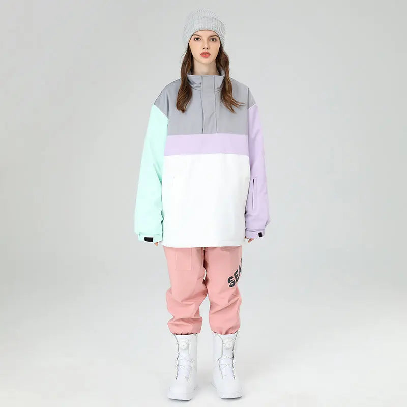 HOTIAN Women Reflective Logo Print Cargo Ski Pants HOTIAN