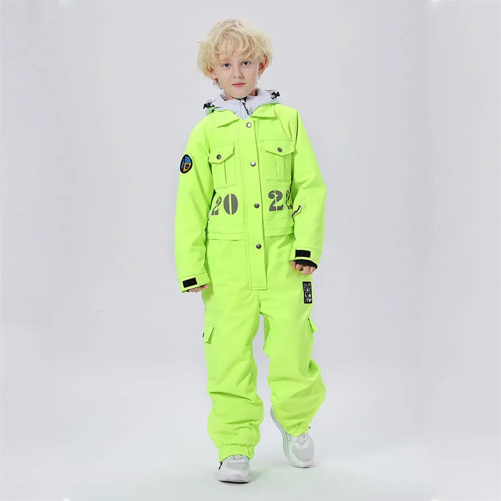 Hotian Boy One Piece Snowsuits Breathable Contrast Hooded HOTIAN